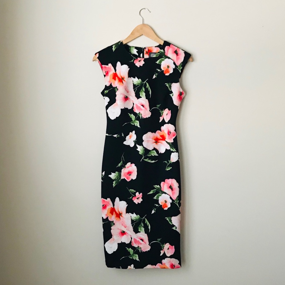 Vince Camuto midi floral sheath dress